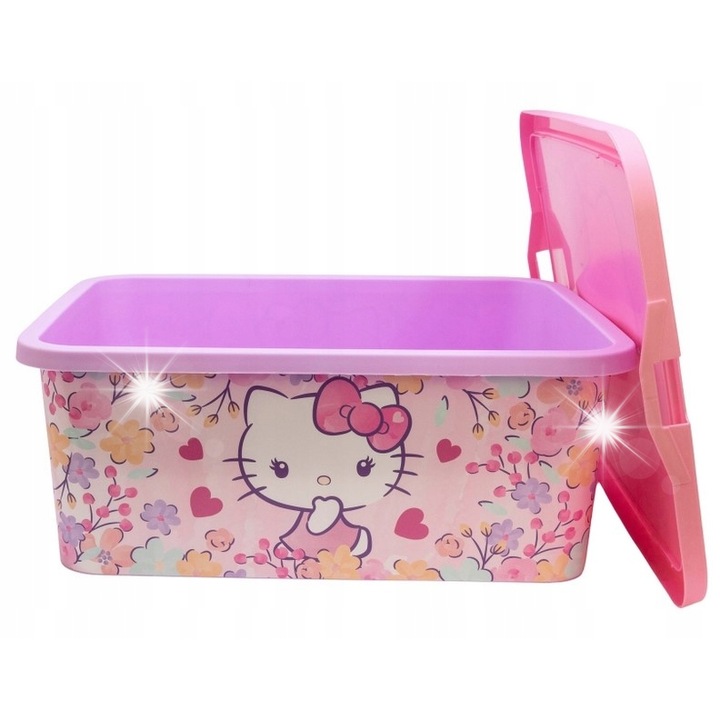 Кутия за съхранение Stor, Кутия за играчки HELLO KITTY, 13L, с капак, розова