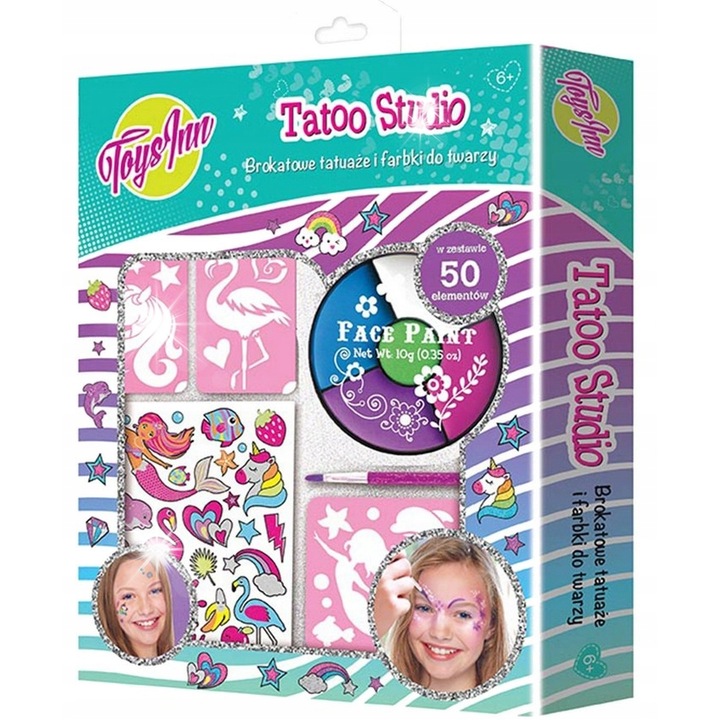 Set de machiaj si tatuaje Stnux, 5 culori, multicolor, 20x24,5x3,5cm