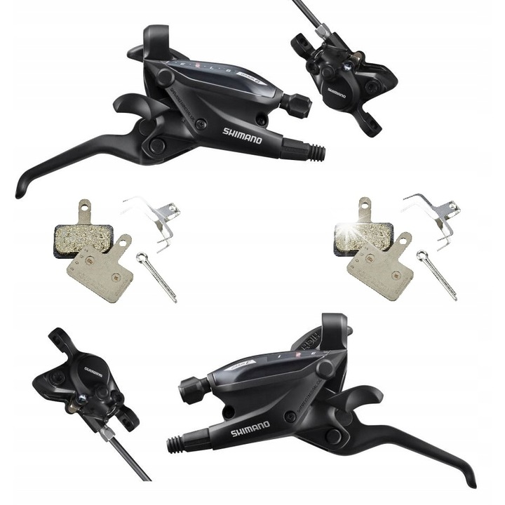 Set Klamkomanetki Hidraulice Shimano ST-EF505 3x9, Zaciscuri MT200, Multicolor
