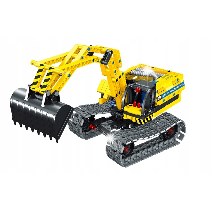 Set de constructie Klocki 2w1, 342 elemente, excavator si robot, multicolor, pentru copii de 6 ani si mai mari