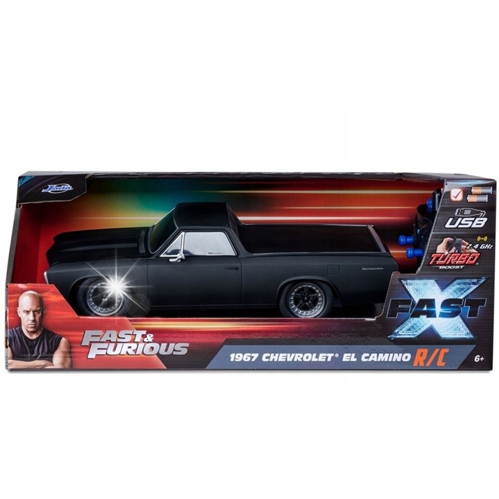 Masinuta Jada Toys Salbatica RC Chevrolet El Camino 1967, 1:24, 2 canale, acumulator inclus, 30m raza de actiune