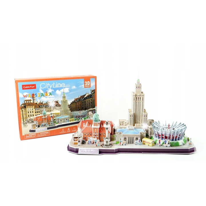 3D пъзел Cubic Fun CityLine Warszawa, 126 елемента, 53x18,1x20,5см, за деца над 6 години