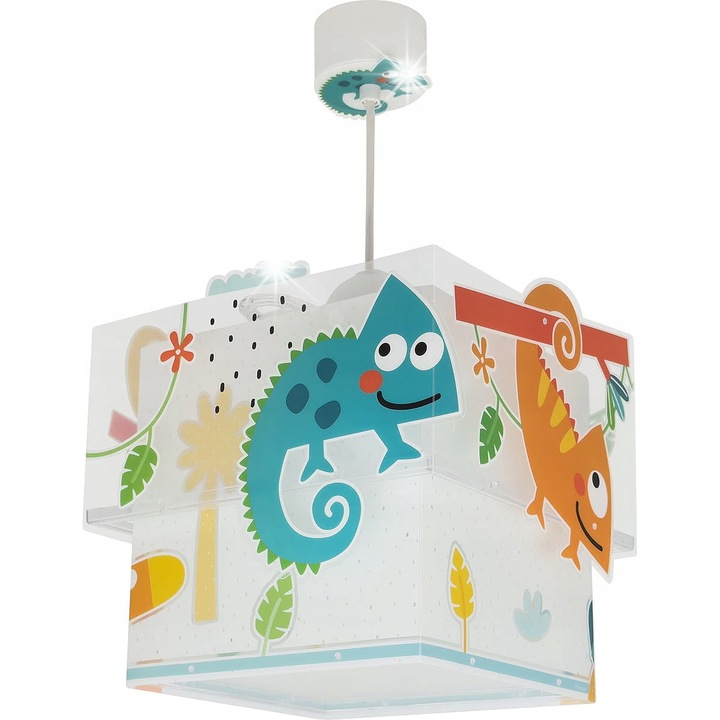Lampa suspendata Dalber Happy Jungle, 1 punct, multicolor, 24x24cm, inaltime ajustabila 30-65cm