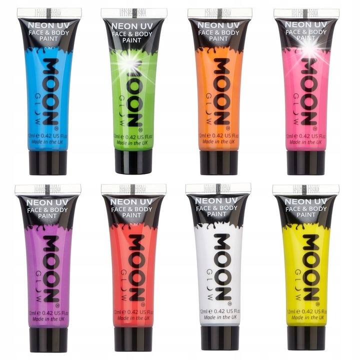 Set vopsea neon UV pentru fata si corp, MoonGlow, 12ml, multicolor