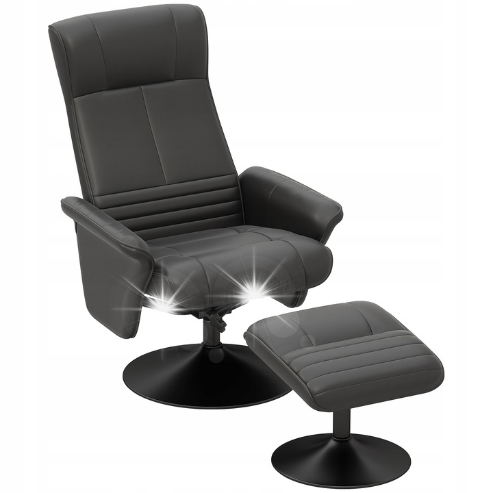 Fotel relaxare cu suport, set 2 piese, Homcom, negru, microfibra, 69x71x104cm