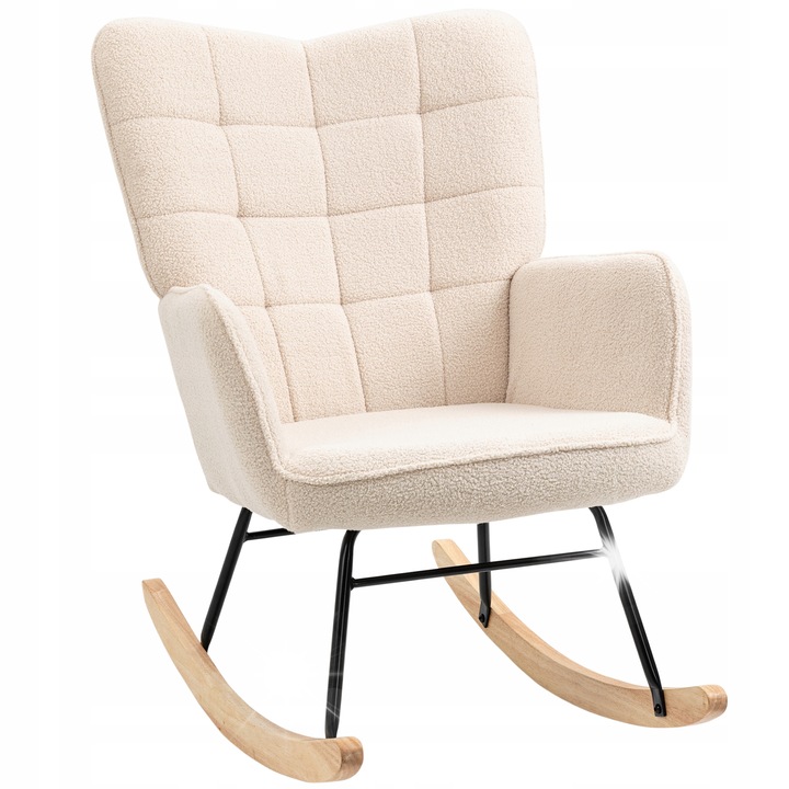 Fotoliu Bujant HOMCOM, design retro, suport 120 kg, bej, 71x92x101cm