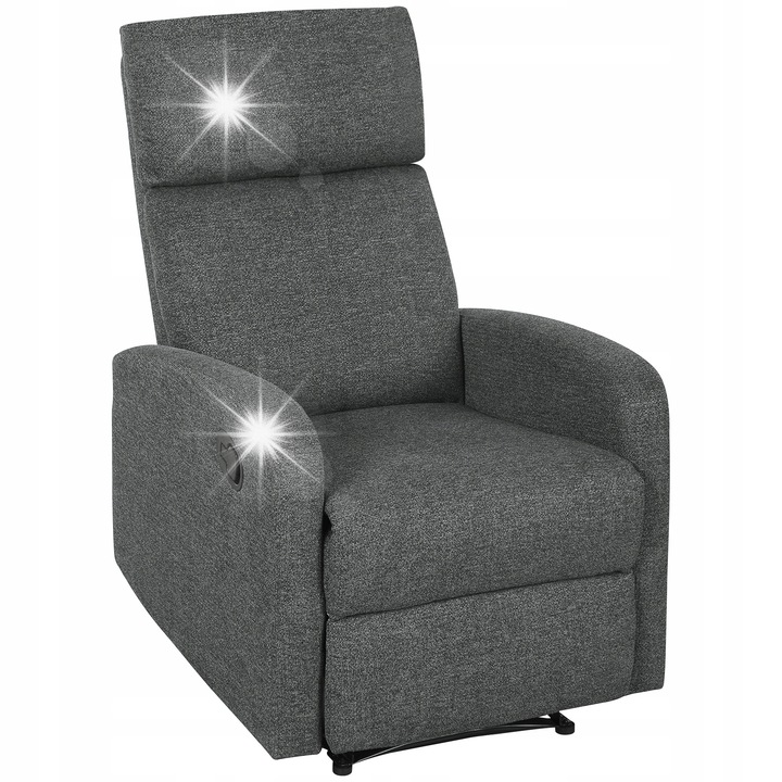 Fotel relaxare, HOMCOM, gri, 12x17cm, 63x91x98cm
