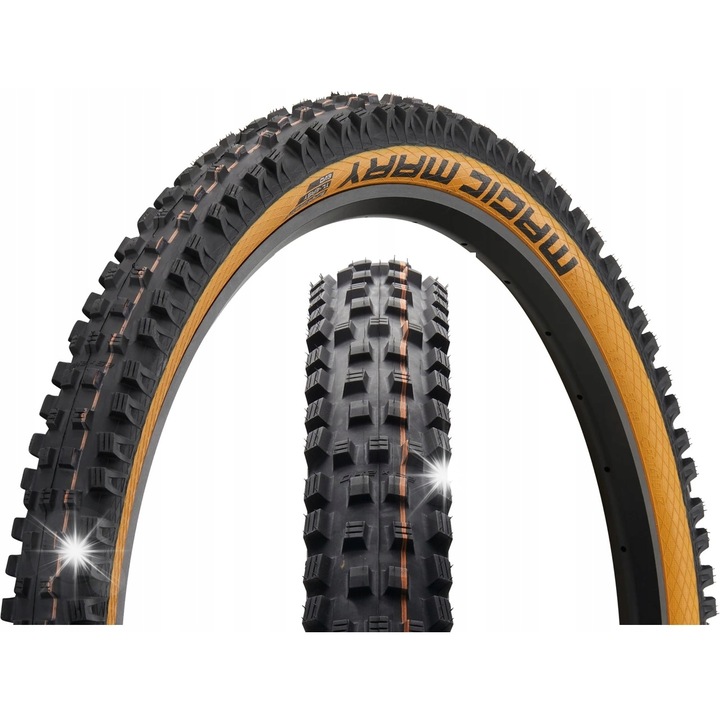 Cauciuc bicicleta Schwalbe Magic Mary 29x2.40, Super Gravity, TL-E, Brazowy bok