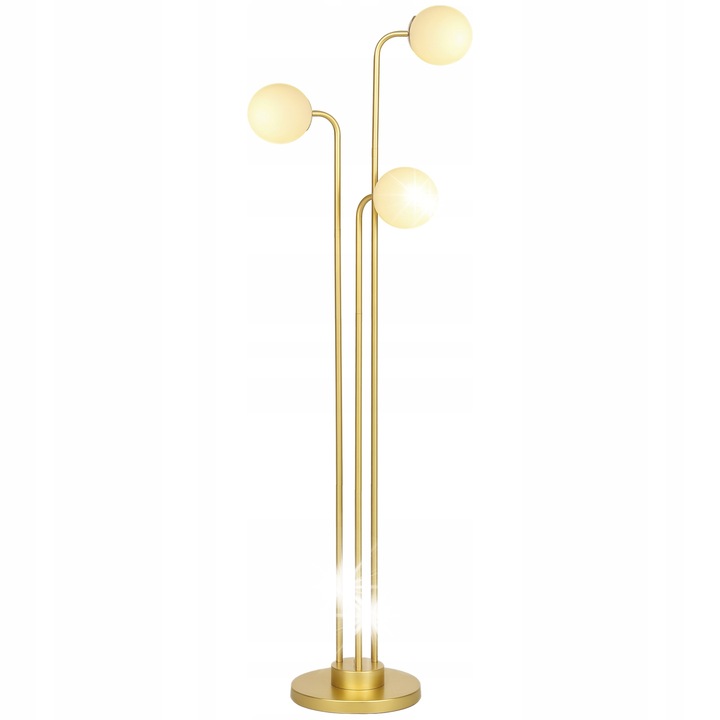 Lampa de podea, 3 abajururi, 120W, aurie, 1,65m, design modern