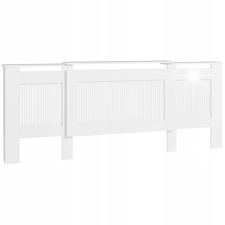 Oglinda pentru calorifer HOMCOM, extensibila 125-201x19x81,5cm, alb, cu raft si ventilatie