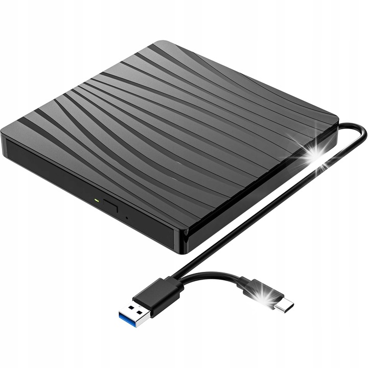 Unitate optica externa, DVD, USB 3.0, negru, 14x14x1,8cm, set cu cablu de date