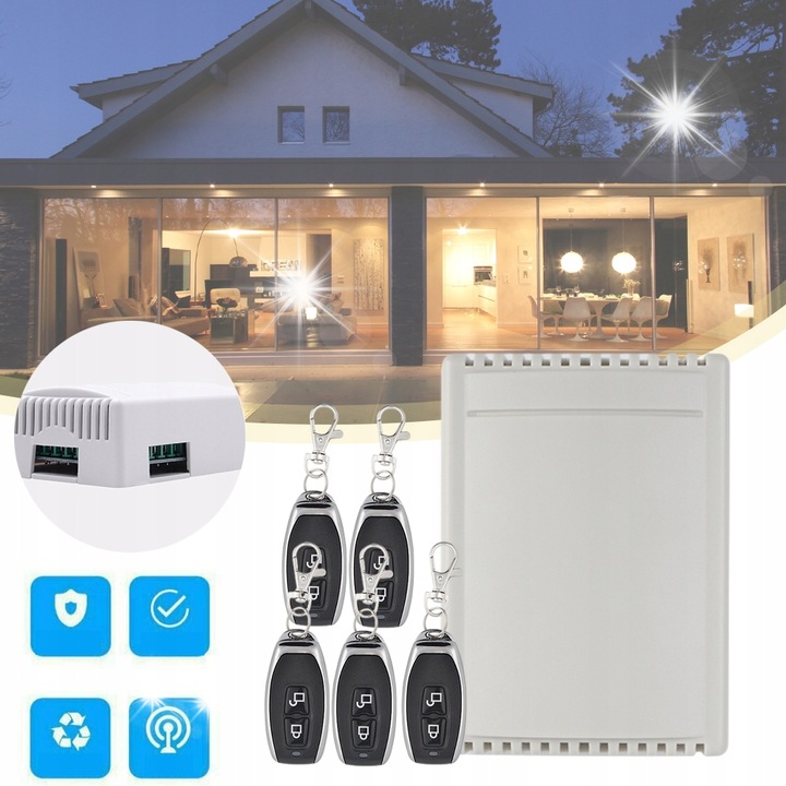 Vezeték nélküli okos kapcsolókészlet, 2 csatornás, fekete, AC85V-AC220V