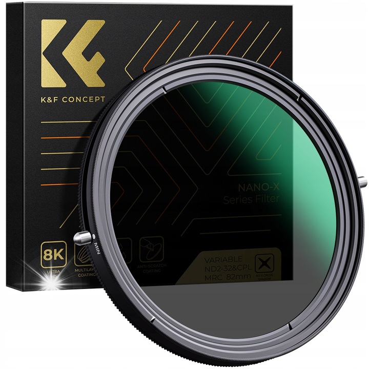 ND и CPL филтър 2 в 1 K&F Concept 52mm, Nano-X, 18 слоя, устойчив на надраскване, хидрофобен, комплект