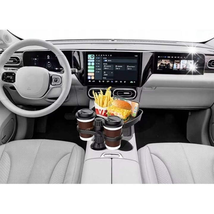 Suport auto multifunctional pentru 2 cupe, tava 360, dimensiuni ajustabile