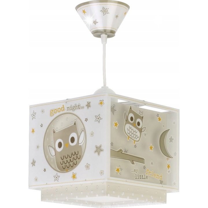 Lustra Dalber, lampa suspendata 1-punct, multicolor, 24x24cm, inaltime ajustabila 35-70cm, motiv bufnite