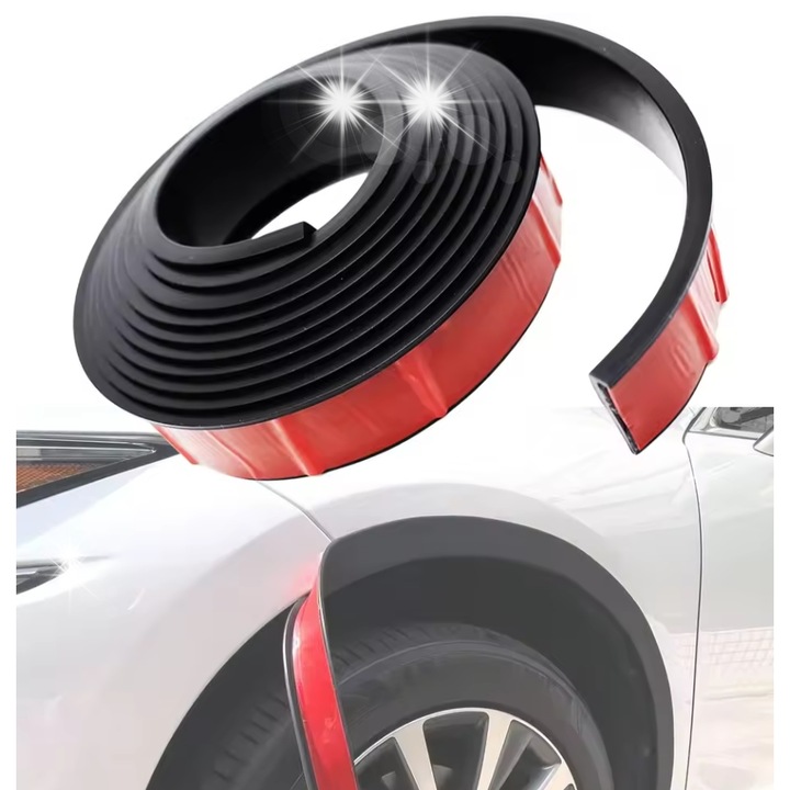 Lista de protectie pentru aripi auto, 6m x 3cm, elastica, neagra