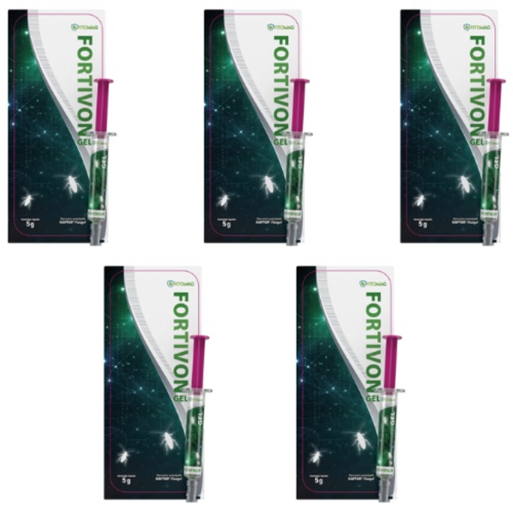 Insecticid gel profesional pentru combaterea gandacilor, Fortivon Gel Gandaci, 5 x 5 g