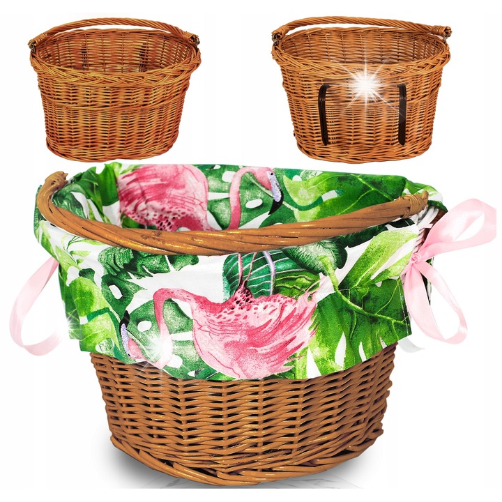 Rattan kosár kerékpárhoz Reverse, fehér, betéttel, méretek 35x24x23cm, teherbírás 5kg