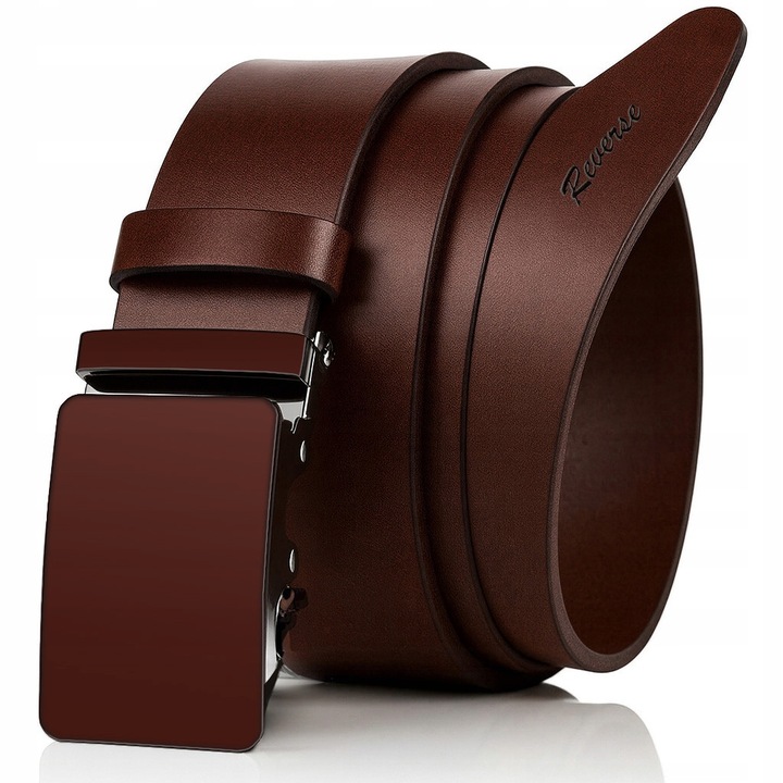 Curea barbateasca AUTOMAT din piele, eleganta, pentru pantaloni, CUTIE, Maro, 140cm
