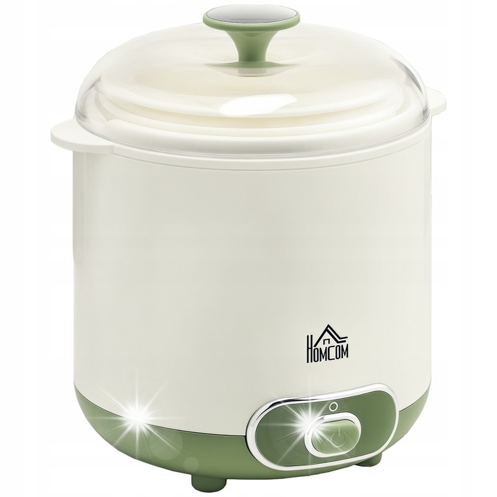 Aparat de preparat desert, Homcom, Masina de iaurt, 1,5L, cu 2 borcane, cu sita