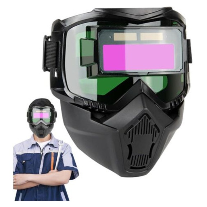 Casca de sudura cu intunecare automata, protectie detasabila, masca respiratorie, set
