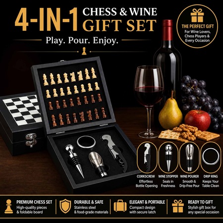 Set XONGSOR cu tablă de șah și accesorii pentru vin