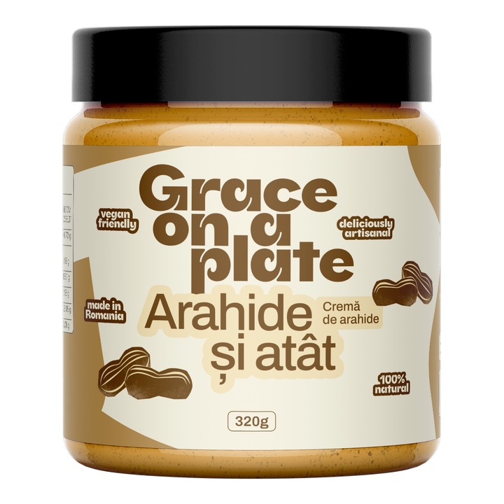 Crema artizanala de arahide, fara zahar, Arahide si Atat, 320 g, Grace on a Plate