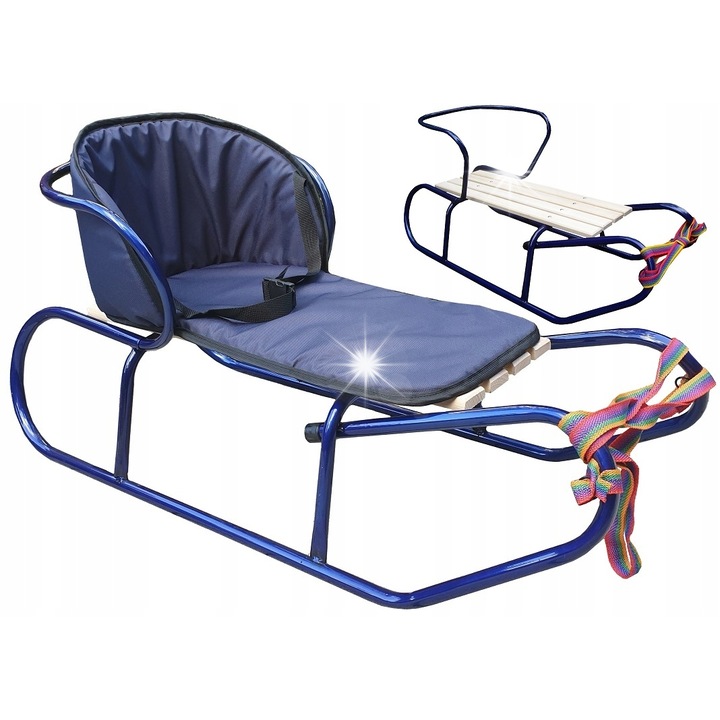 Saniute BASIC cu spatar si saltea groasa, albastru, 89x44cm, set complet