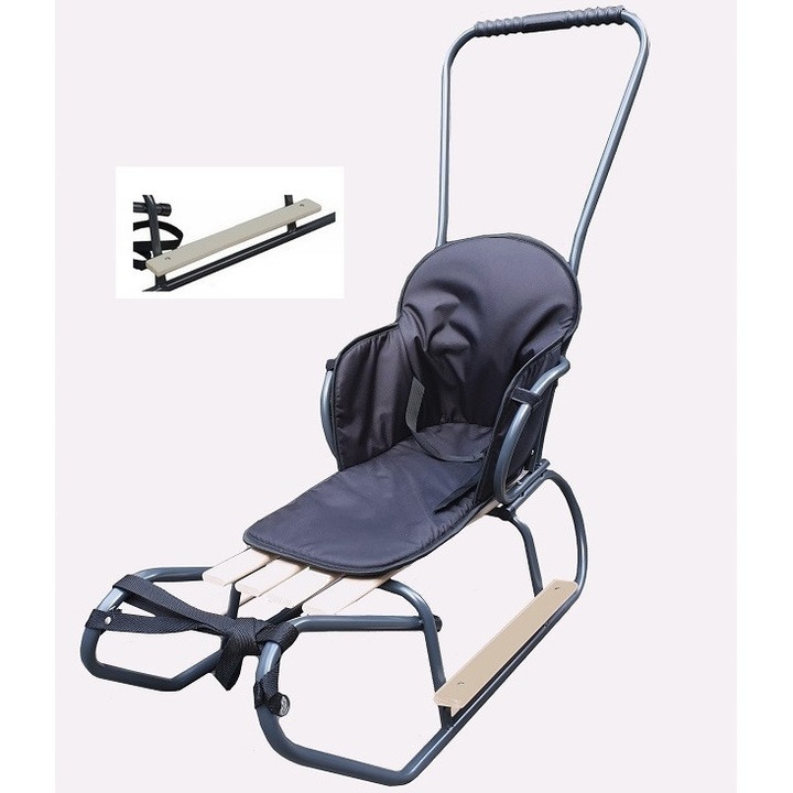 Sanie LEO, set cu panza de protectie, suport inalt, perna groasa, albastru, 94x44cm