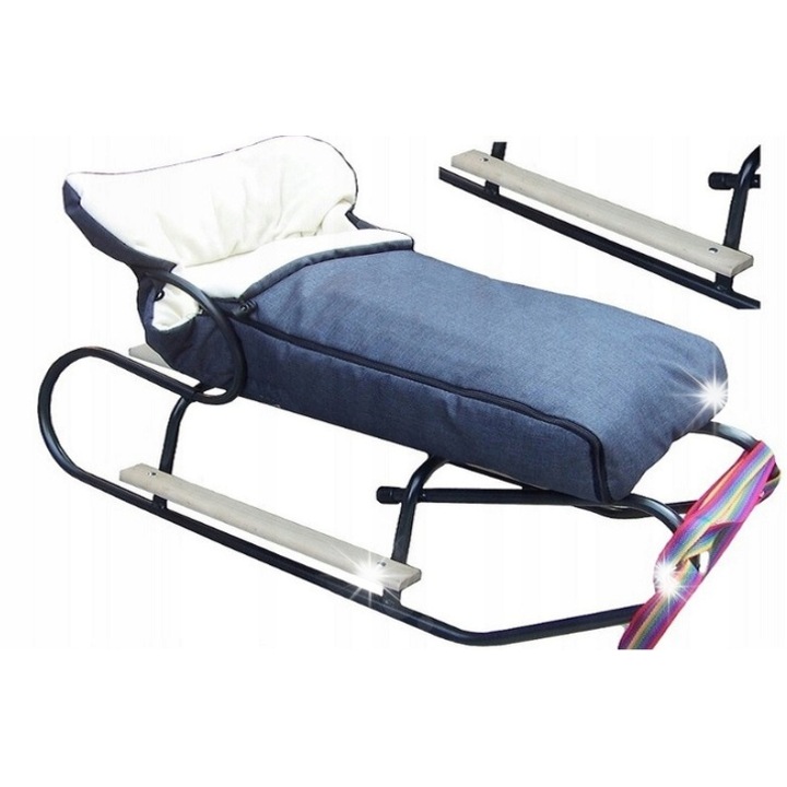 Sanie BASIC cu spatar si suporturi, granat, 89x21x44cm, set complet cu sac de dormit