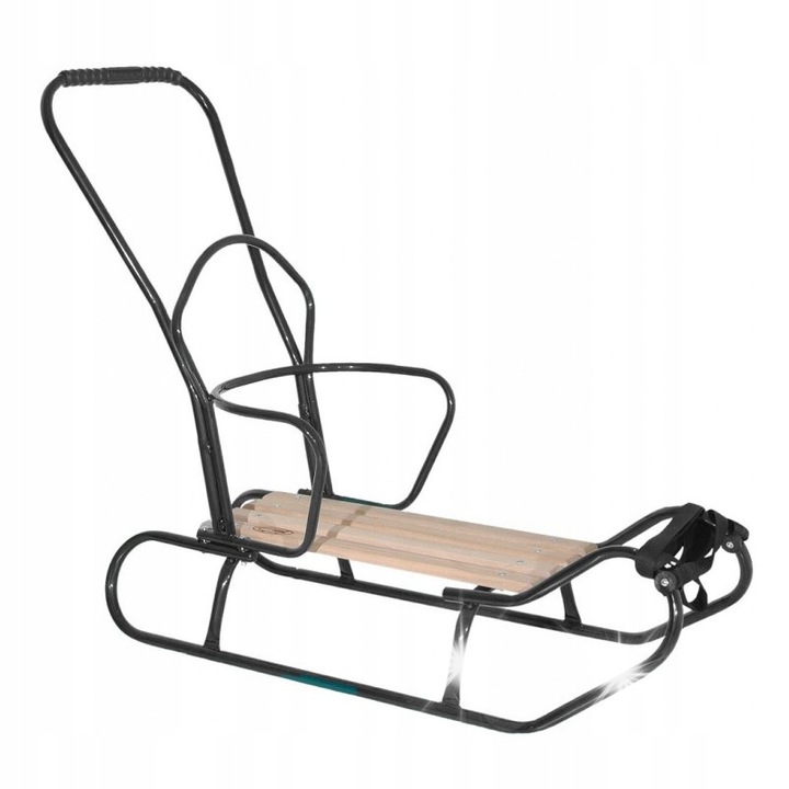 Sanie Gusio, cu spatar si pusher, 140 kg, 92x40x21cm, culoare metalica