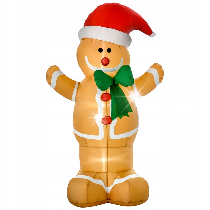 Figurina decorativa Craciun, Homcom, om de turta dulce cu funda, 1,83 m