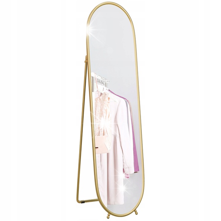 Lustro oval, Homcom, 40x160cm, metalica, aurie, montare pe perete sau liber