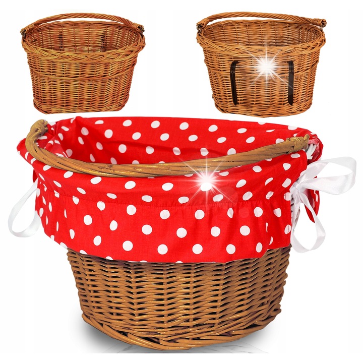 Rattan kosár kerékpárra Reverse, fehér, emelővel, 35x24x23cm, 5kg kapacitás
