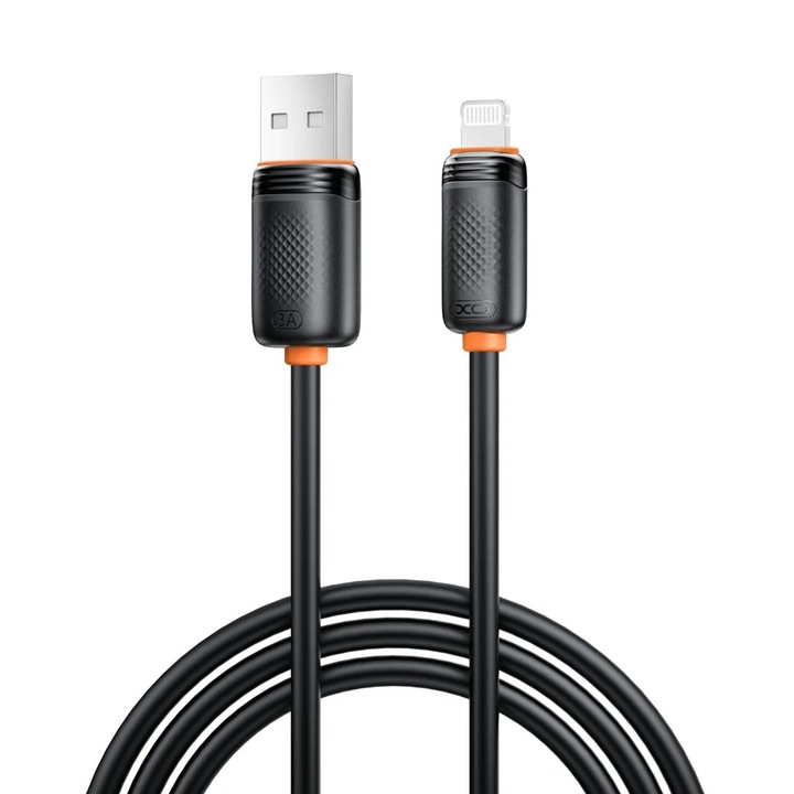 Cablu de date XO NB302 USB-A la Lightning 3A, 1m, negru