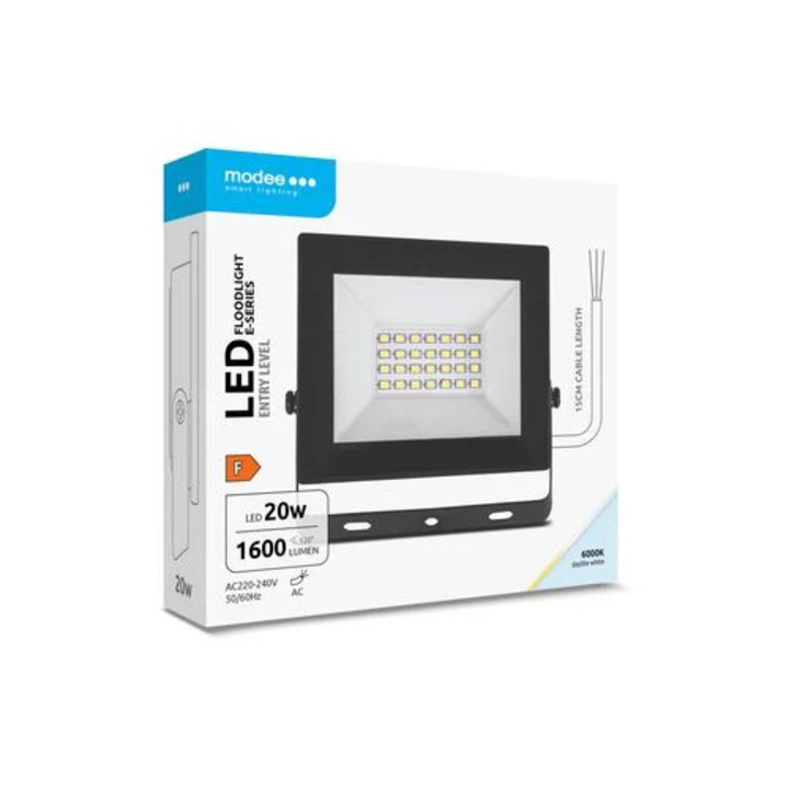 Proiector LED Modee Lighting E-series 20W 1600 lumen, IP65, 6000K, 106x25x116mm, set 1 buc.