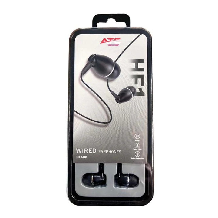 Casti cu fir Atc ATC-HFr1, 10mm, negru, 3.5mm