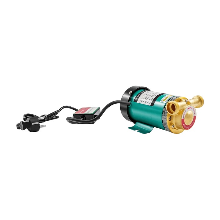 Melegvíz keringető szivattyú, Nyomásfokozó szivattyú, 220 V 50 Hz, 90 W, Emelési magasság 10 m, Nagyon csendes, Háztartási használatra, Zöld