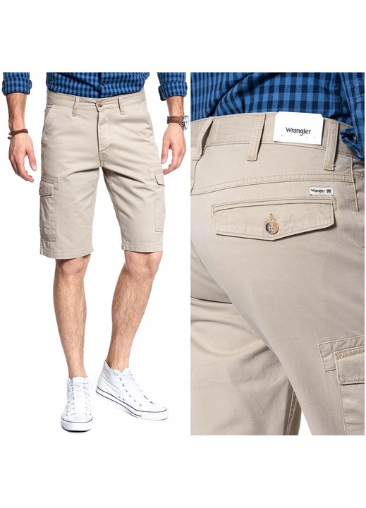 Pantaloni scurti barbati Wrangler Cargo, bej, bumbac, dimensiune, Bej