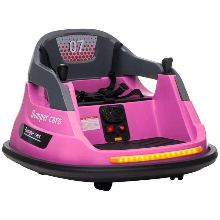 Kinderplay Bumper, masinuta busitoare electrica 12V, telecomanda, roz pal