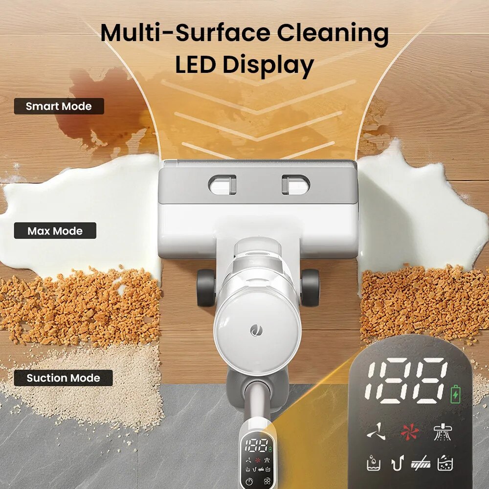 F10 Ultra, Aspirator Fara Fir 3‑in‑1 Umed/Uscat, 60 Min Autonomie, Rezervor Dublu 1, 3 L, Auto-curatare, 3 Moduri, 220–240 V, Stecher EU, Alb