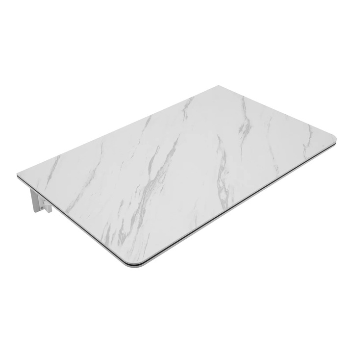 Birou rabatabil de perete, Masa de birou, 80x50 cm, Economisire spatiu, Cadru metalic, Pentru casa si birou, Ivoriu