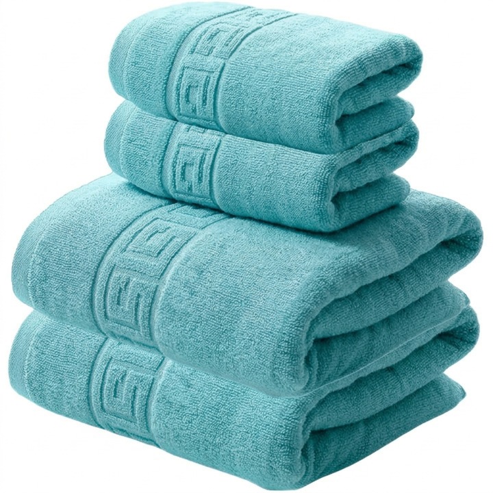 Комплект от 4 кърпи, 100% памук, 500 g/m², NufJoy®, 2 кърпи за баня 70x140 cm и 2 кърпи за ръце 50x90 cm, суперабсорбиращи, устойчиви на многократно пране, Aqua