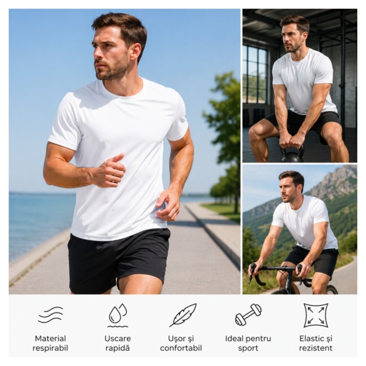 Tricou Sport Eco, uscare rapida, protectie UV, Just Cool - JC201, Arctic