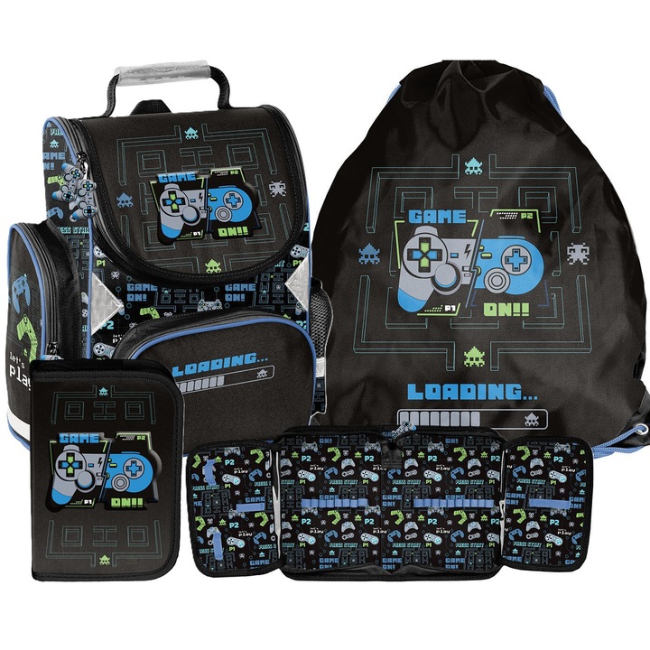 3in1 Joystick Set Ghiozdan scolar ergonomic, penar, sac pentru sport GAME