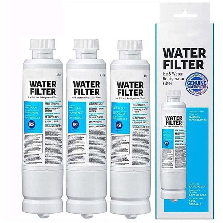 Set 3 filtre apa frigider carbon bloc 6 luni, universal, alb