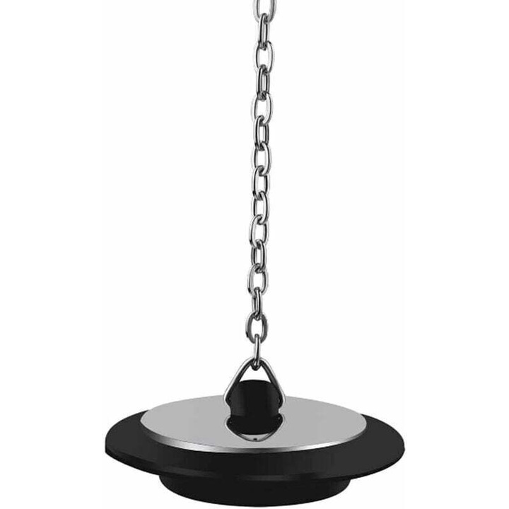 Plug de scurgere universal, 50 mm, cu lant metalic, din cauciuc si crom, set de 2 bucati