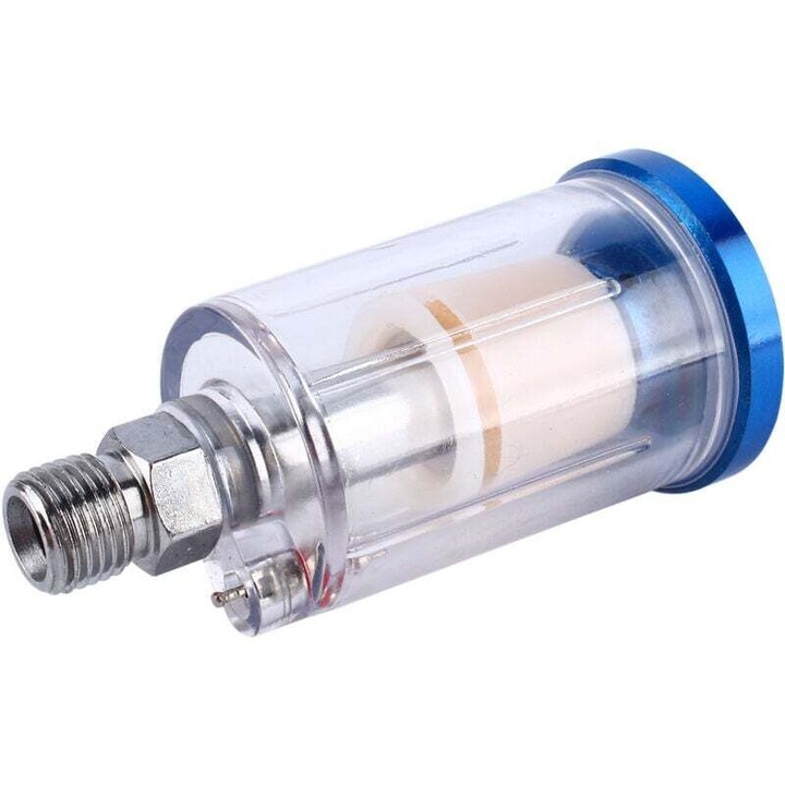 Filtru aer pentru pistol de pulverizare, 1/4", metal + plastic, transparent, utilizare industriala