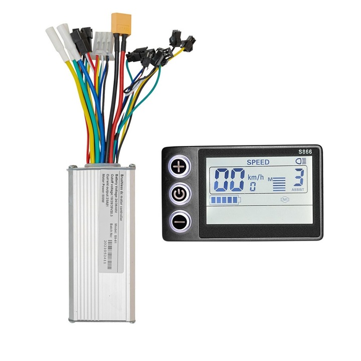 Комплект контролер за Ebike 24V/36V/48V, 500W 25A, безчетков BLDC контролер за мотор с водоустойчив LCD дисплей, за електрически велосипед, скутер, мотоциклет, Dirt Bike и DIY проекти