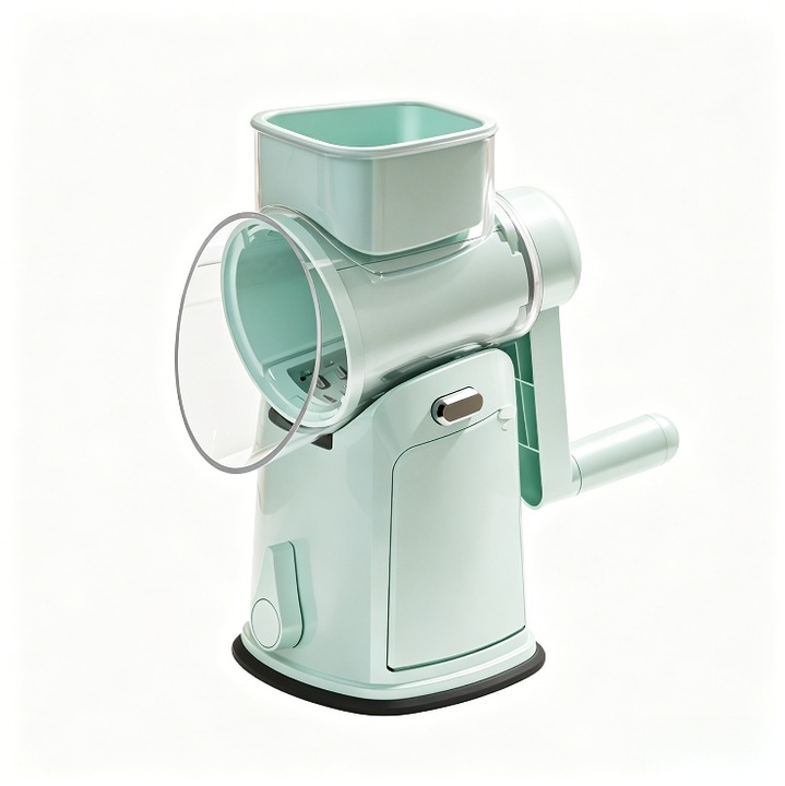 Tocator multifunctional manual pentru legume, sigur anti-taiere, deschidere mai mare, 5 tipuri de lame, taiat cu portabilitate, inox, 13×13×27cm，verde